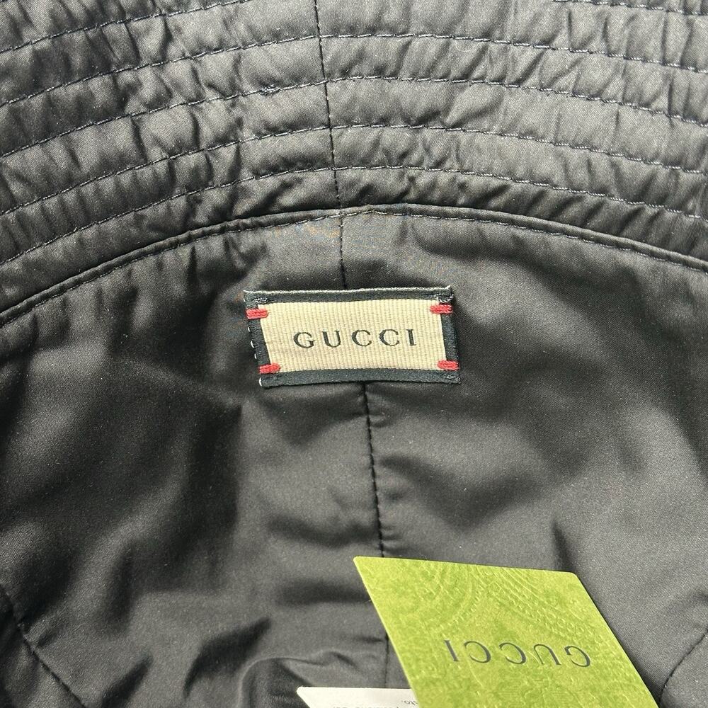 NWT Gucci Brella Cloche Size M 57cm Nylon Bucket Hat Black Gold GG Marmont $599 - Picture 9 of 15